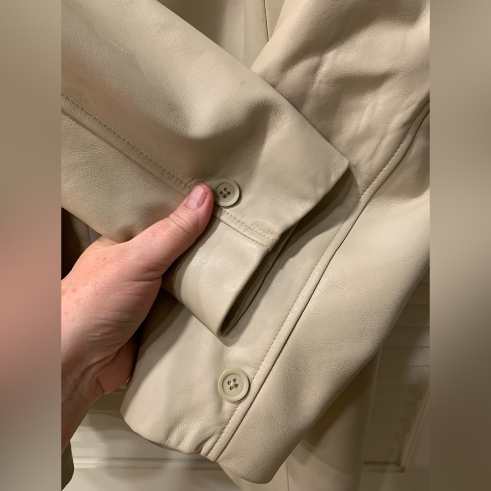 Nordstrom Womens Lamb Skin Leather Cream Everyday Blazer 🌴 - Picture 11 of 16
